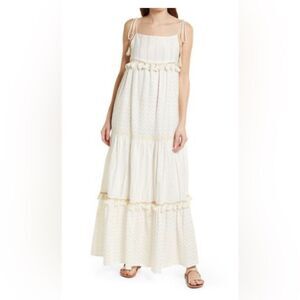 Raga White Lace boho tiered Maxi Dress. Small NWT